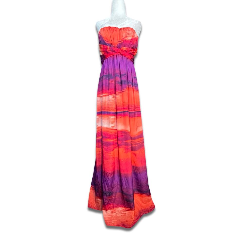 Jessica Simpson Strapless Sunset Ombre Maxi Dress Size 6 Lightweight Flowy Vacay